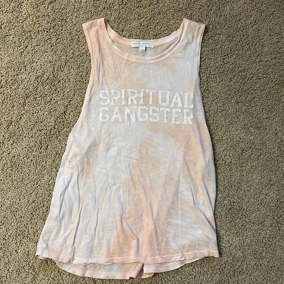 Spiritual Gangster pink and white tie dye tank top - Picture 1 of 4